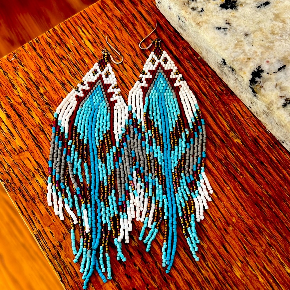 3” Earrings Handmade beaded beauties.